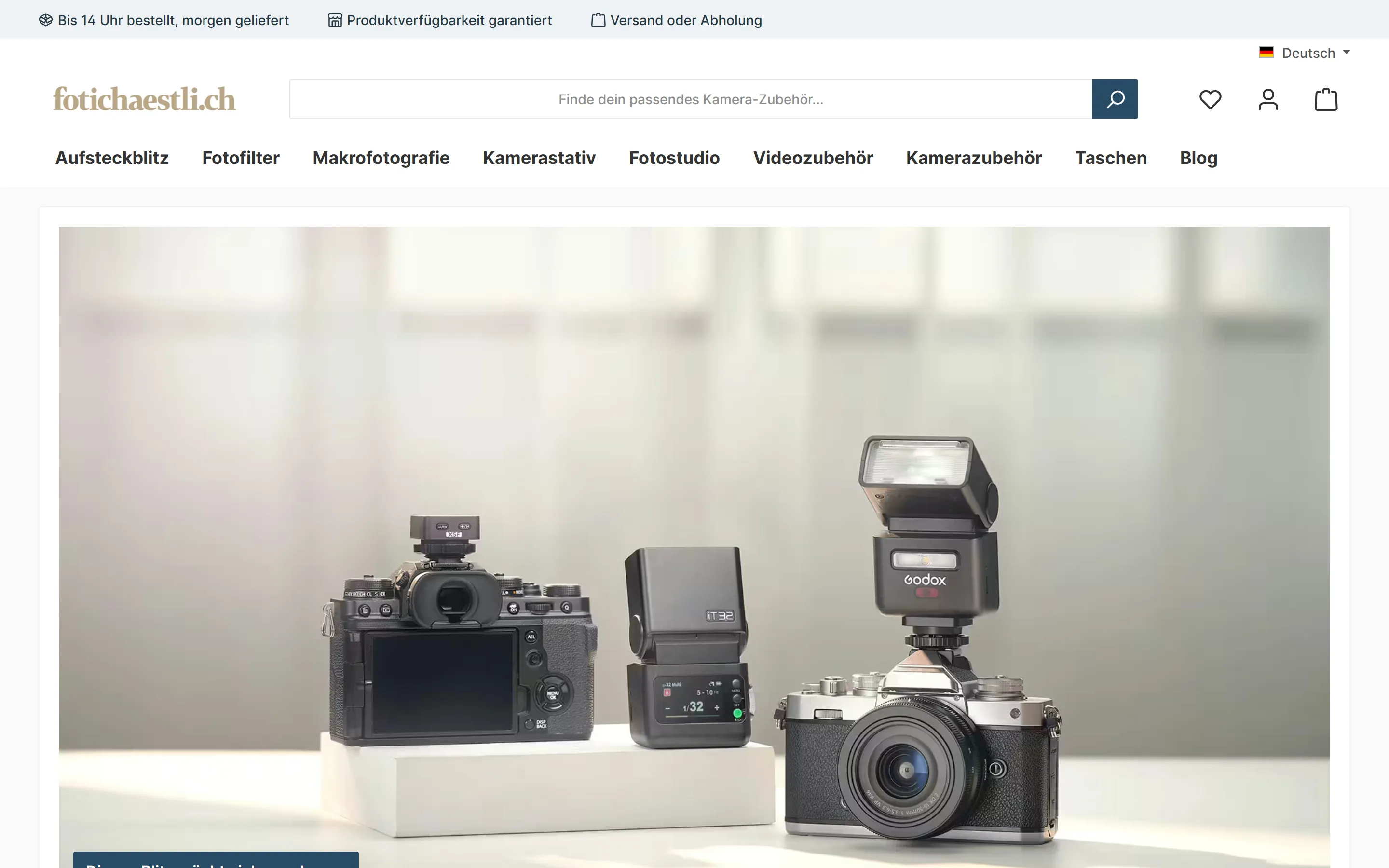 Startseite des Onlineshops fotichaestli.ch auf dem Desktop